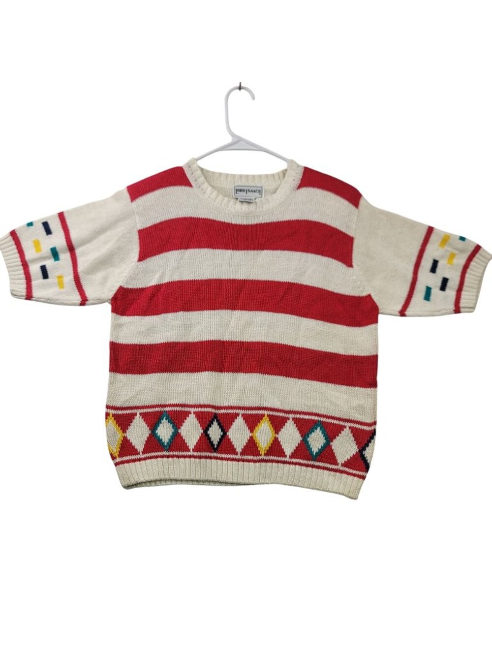 Vintage Lord Isaacs Striped Sweater Sze M Red Cream Retro Twee Indie Cottagecore
